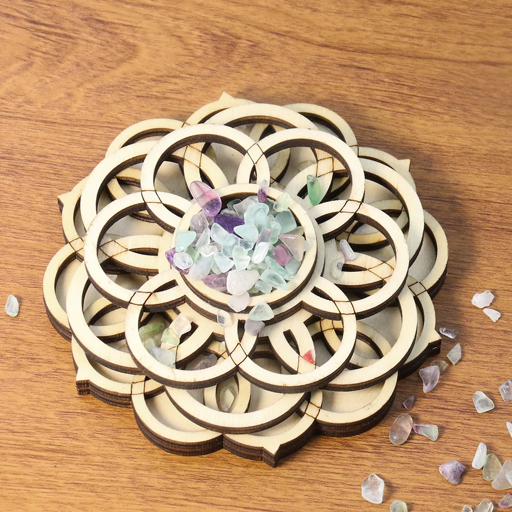 

Wooden Lotus Flower Crystal Ball Stand Quartz Stone Base Mandala Board Holder Decoration Buddhism Zen Healing Yoga Orgone Tray
