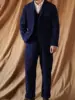 Men's Indigo Engineer Corduroy Suit Jacket Classic French Style Outwear 2