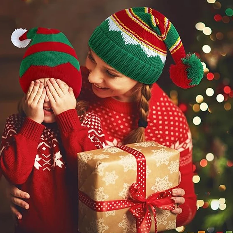 Century Star Christmas Hats for Women Santa Hat Adult Unisex Classic Knitted Warm Beanie for New Year Holiday Party Hats