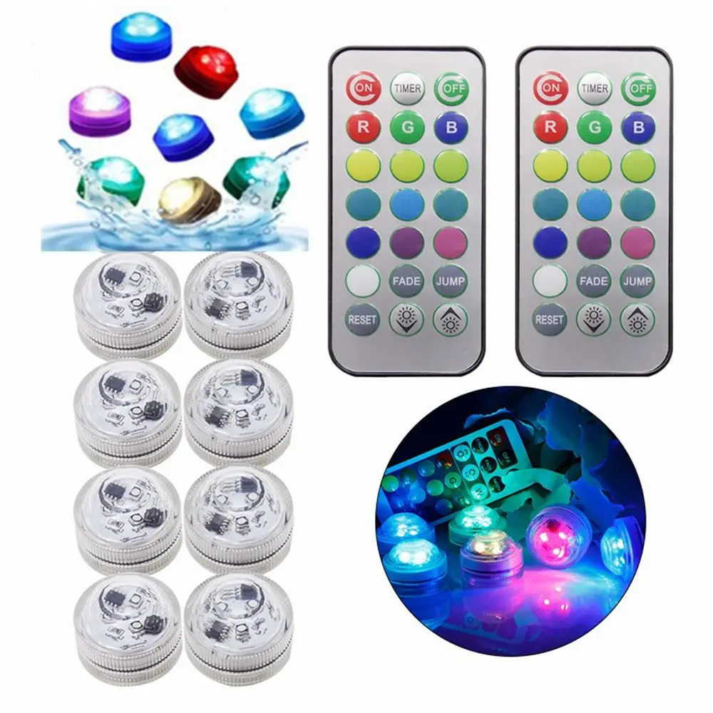 Submersible LED Lights Waterproof RGB Underwater Light For Wedding Tea Light Hot Tub Pond Pool Bathtub Aquarium Party Vase Decor 2