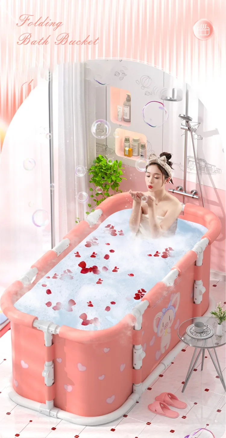 Vasca Da Bagno Pieghevole XXL Per Adulti 149x60x50cm - Con Coperchio, Per Bagno, Balcone O Doccia - Foto 12