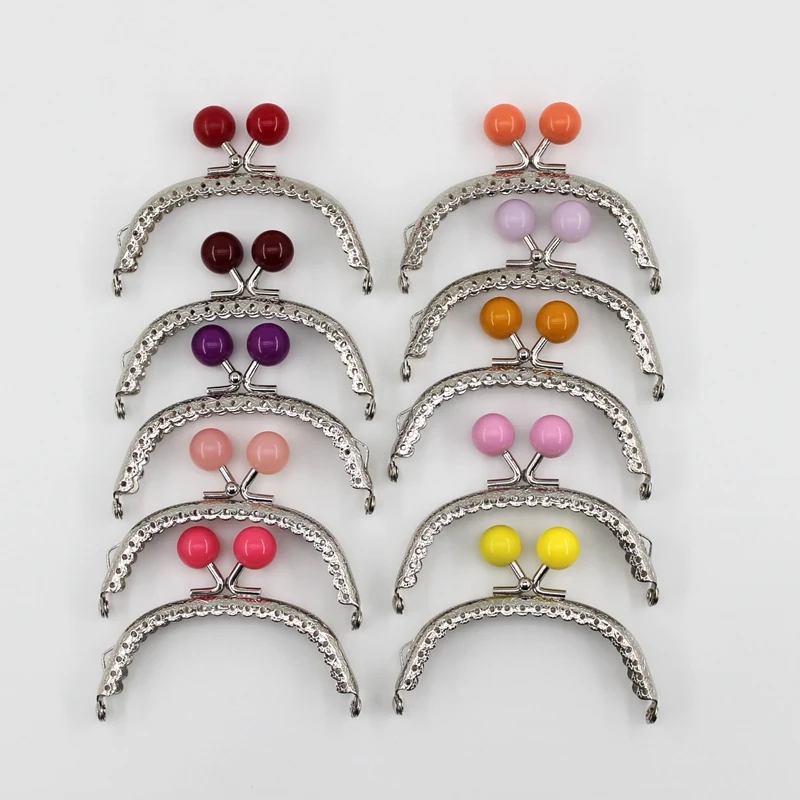 10pcs 8.5cm Small Beads Silver Arc Metal Purse Frame Handle For Clutch Bag Handbag Accessories Making Kiss Clasp Lock Wholesale