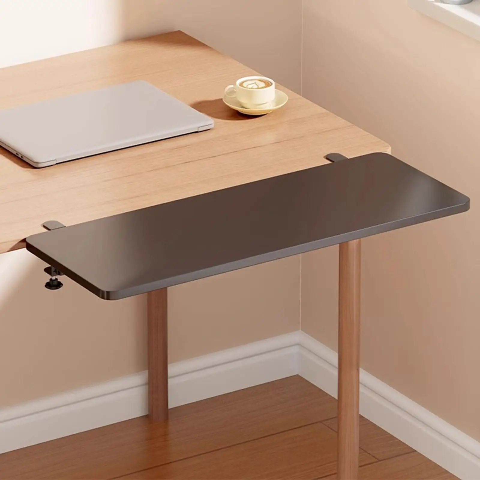 Desk Extender Tray for Home Office for Computer Table Extension Attachment Black Foldable Keyboard Tray Wrist Support Arm Rest