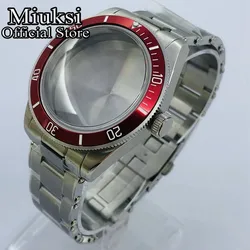 Elegant Miuksi 39mm Silver Watch Case with Multi-Color Bezel and Domed Sapphire Glass for Fit NH34 NH35 NH36 (Style 10 Red)