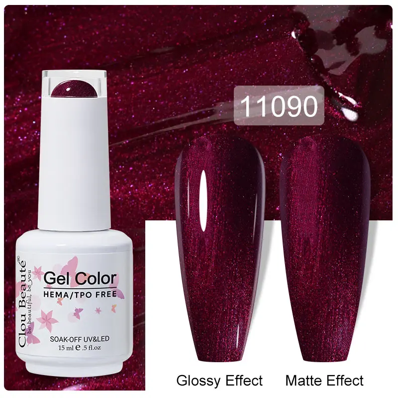 Clou Beaute 15ml Black Red Semi-Permanent Gel Nail Polish