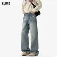 Men's Autumn Winter American Retro Jeans Elastic Straight Pants Fashionable Versatile Jeans Baggy High Quality Causal Deni Pats