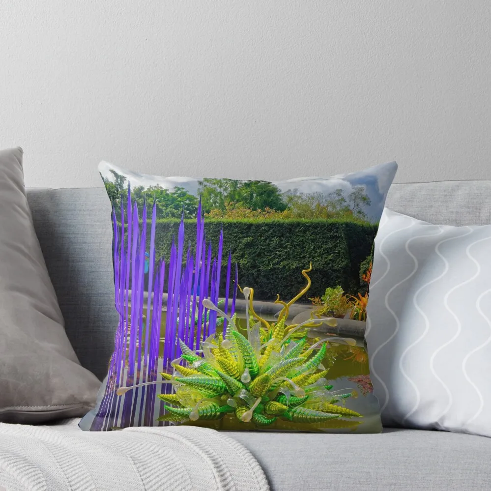 

Chihuly Glass in the Italian Gardens at Biltmore Throw Pillow Pillowcases For Pillows Room decorating items Cushion Cover