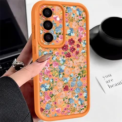 Small Flowers Soft Phone Case - Elegant Floral Design Cover - Galaxy A36 5G (Orange)