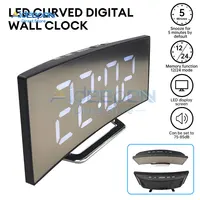 Led Alarm Clock Mirror Curved Screen Digital Alarm Clock With Sleep Temperature For Students Bedroom Living Room Office School 2