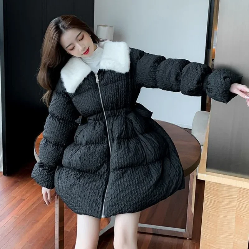 Winter Women's Cold Coat Parkas Super Hot Coats Jackets Waist Padded Jacket Fur Collar Cheap Wholesale Women Clothes Fashion