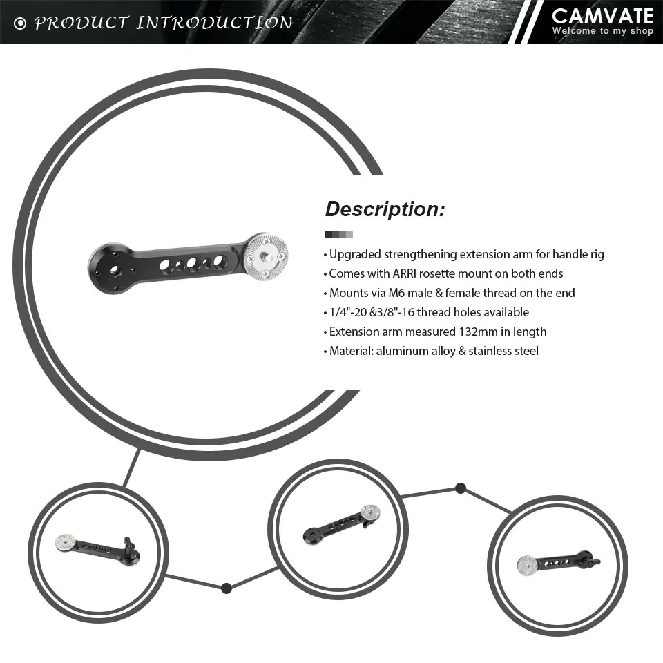 ARRI Rosette Extension Arm With Double-ended M6 Thread (Non-stretch) For DSLR Ca