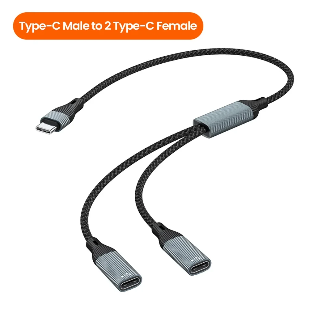 USB C 타입 암 분배기 어댑터, PC 노트북 액세서리용 확장 고속 충전 데이터 전송 OTG 컨버터, 3 in 1 허브