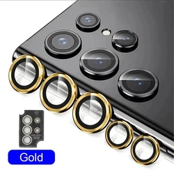 8K Camera Protector Metal Lens Ring with Tempered Glass Cover - S23 (Gold)