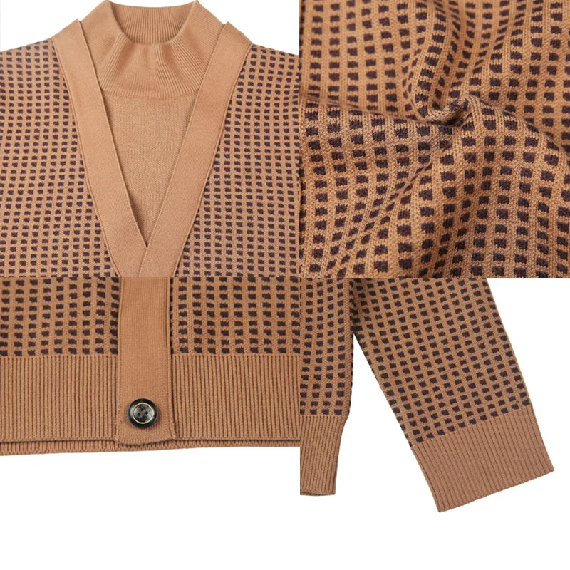 Brand Clothing Men's Print Fashion Pullover/Male Slim Fit High Quality Turtleneck Knit Sweater/Man Printed Knit Shirt 4XL-M