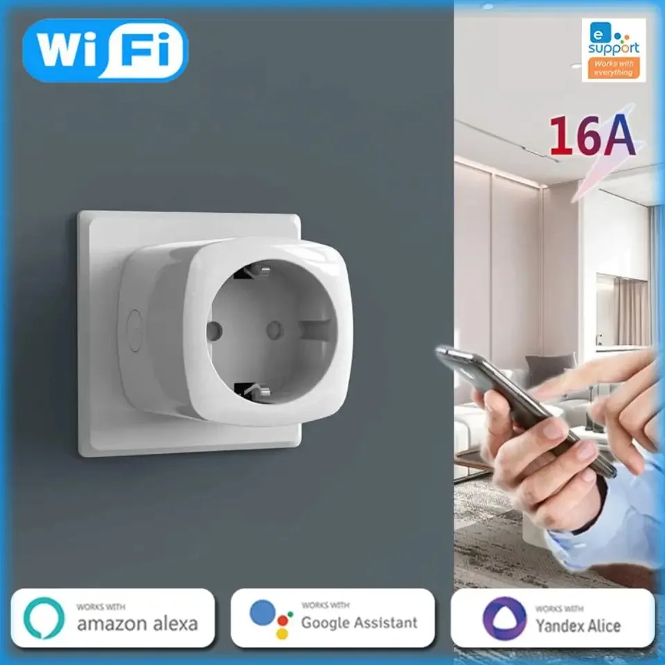 EWeLink EU Smart Socket WiFi Smart Plug With Power Monitoring Timing Voice Control Yandex Alice Маруся Alexa Google Assita smart plug socket smart socket smart wifi switch wifi switch smart switch