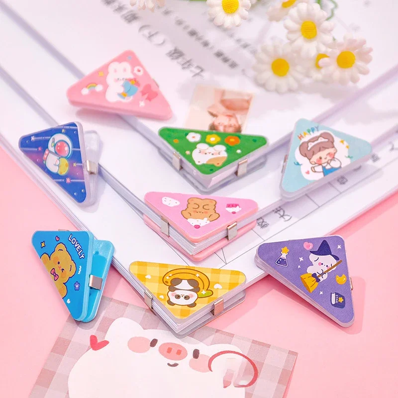 Paper Clips Mini Bookmark 5pcs Ins Cartoon Triangle Corner Clips Kawaii Bookmarks Paper Clips Book Index Photo Clamp Korean Stationery Desk Organizer paper clips,mini bookmark