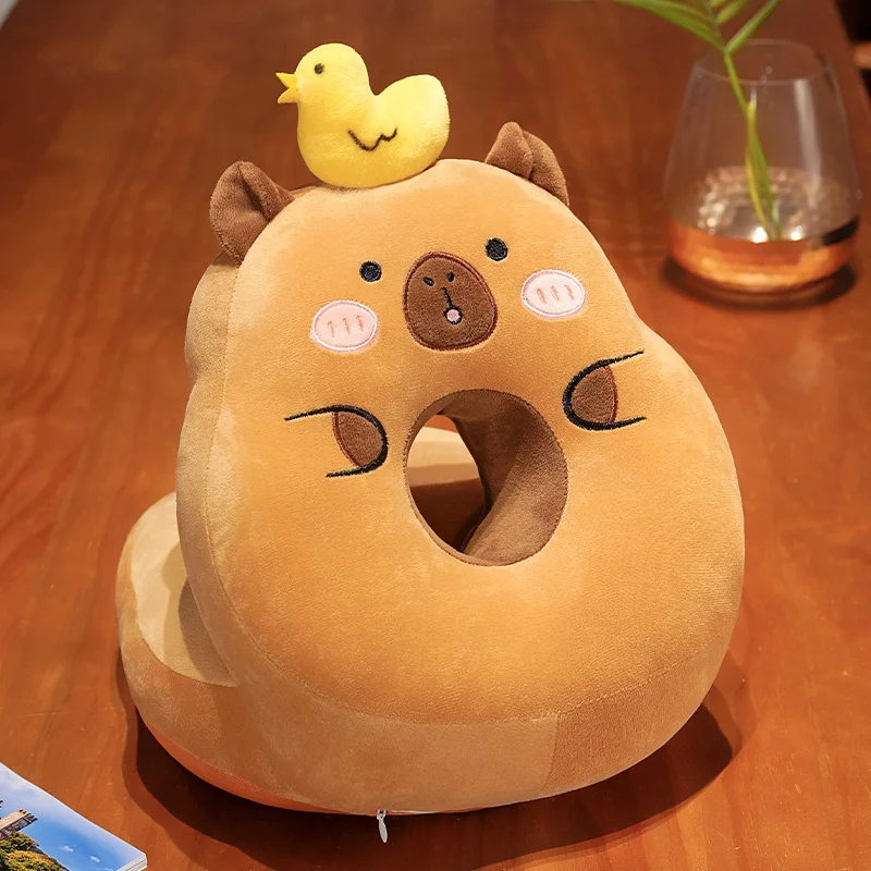 Hot Plush Capybara Sleeping Pillow Cartoon Capibara Cushion For Office Chair Waist Backrest Sofa Home Decor Gifts