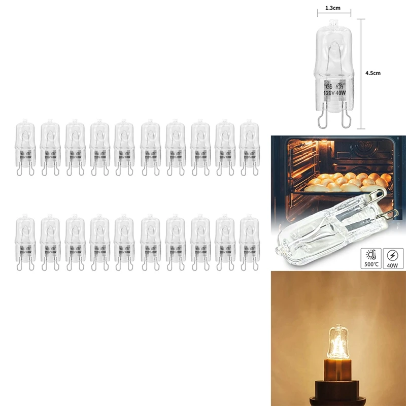 

G9 Oven Light High Temperature Resistant Durable Halogen Bulb Lamp For Refrigerators Ovens Fans 40W 500℃ Pin Bulb