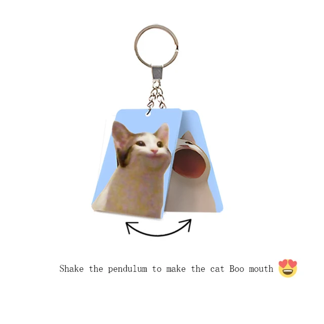 Pop Cat Keychain for Women Cute HD Kitten Dynamic Bag Pendant Funny Popcat Keyring Creative Key Chain Toy Gift for Men Friends