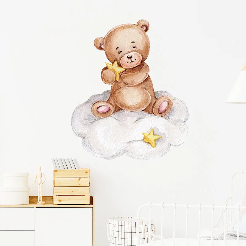 Cute Cartoon Bear Bunny Star Moon Wall Stickers for Kids Rooms Baby Room Wall Decor Wallpaper Girls Boys Bedroom Nursery Sticker wall stickers self adhesive wall stickers vinyl stickers vinyl wall stickers self adhesive stickers chalkboard wall stickers chalkboard stickers