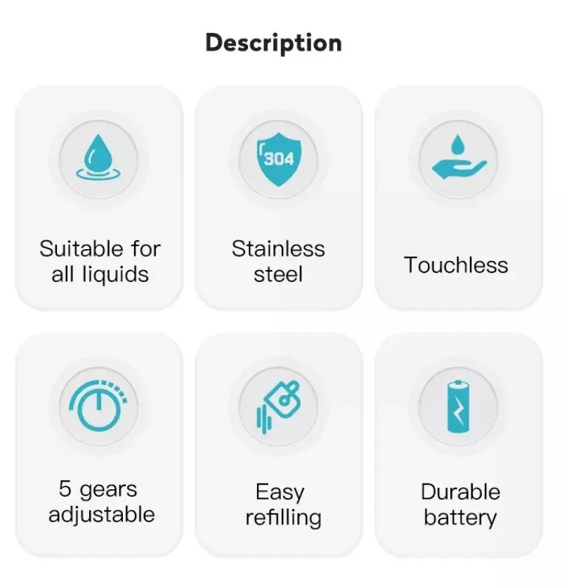 de aço inoxidável usb recarregável inteligente dispensador