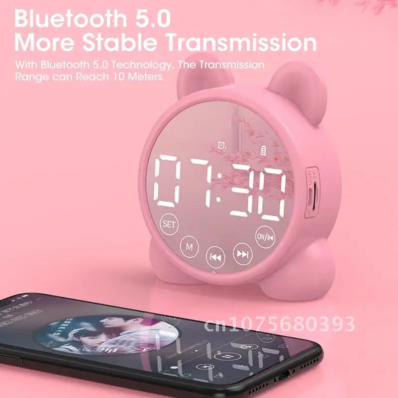 

Portable Cute Durable Mini Alarm Clock Electronic Round Number Double Bell Desk Table Digital Quartz Clock Home Decoration Retro