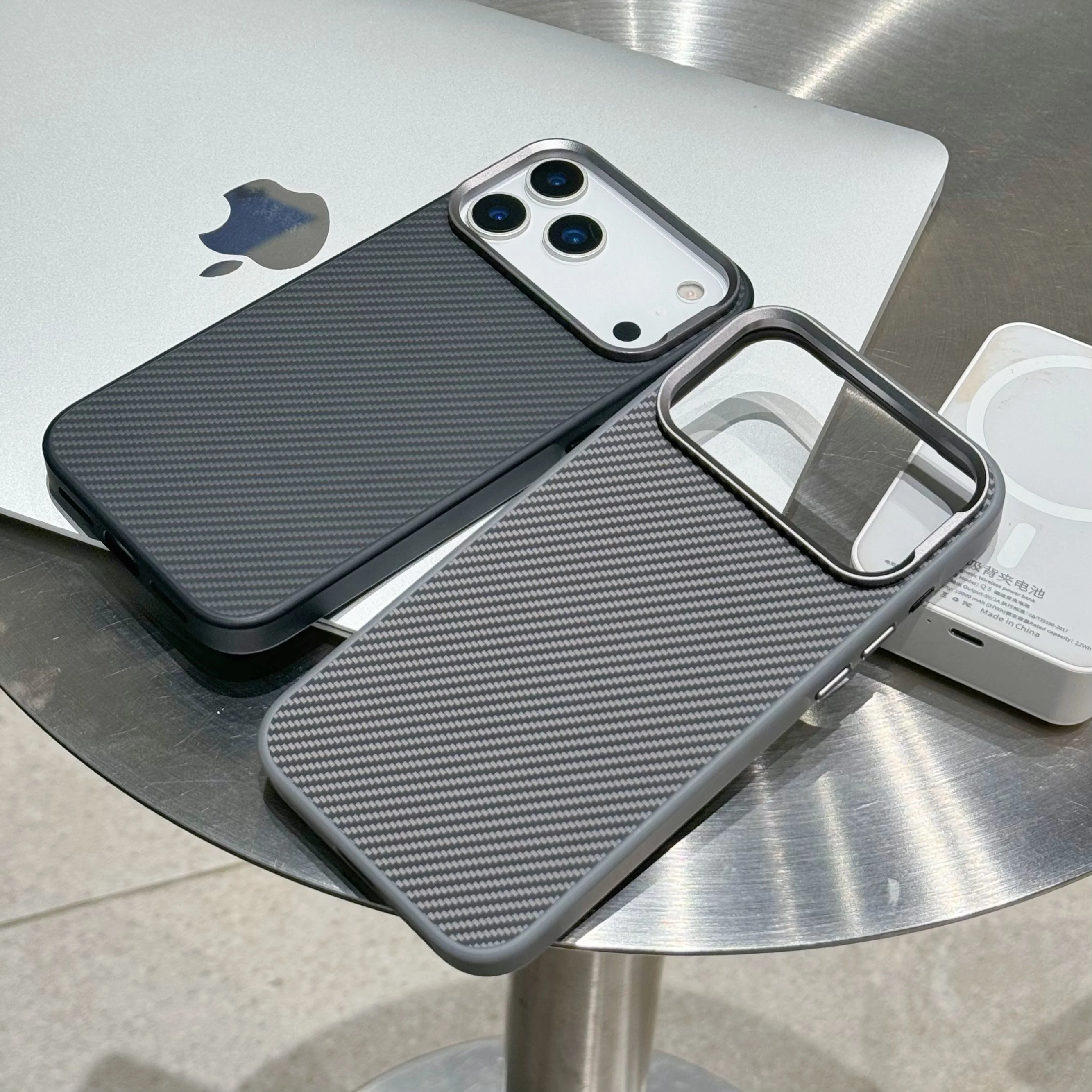 Sleek Carbon Fiber Texture Phone Case with Soft Rubber Frame