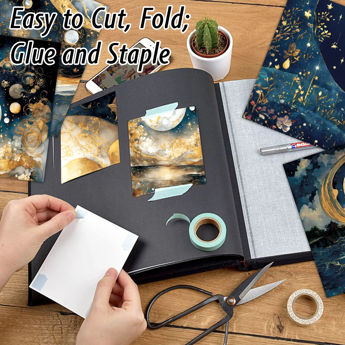 Fantasy Starry Moon Sky Junk Journal Kit DIY Crafts Scrapbooking Gift Wrapping Scrapbook Paper Pad 6x6 Inches 24Sheets