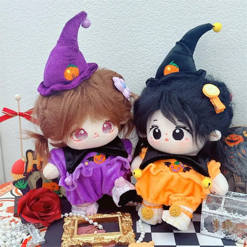 20cm Cute Halloween Magic Pumpkin Suit Plush Idol Doll Clothes Accessory Soft Stuffed No Attributes Cotton Doll Halloween Decor the amazing digital circus metal bookmark plush magic digital circus rabbit joker student stationery birthday gift for kids