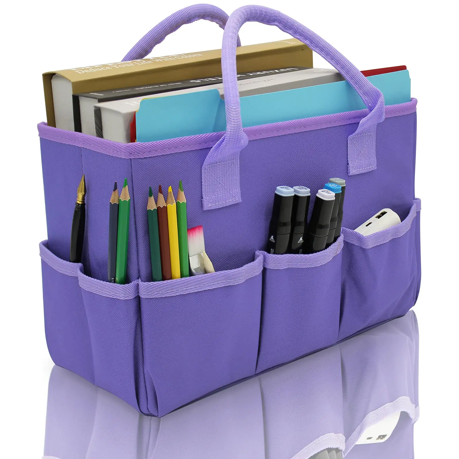 Craft storage tote bag with pocket and handle, Oxford fabric portable box, suitable for teachers, artists, students, travelers, 2