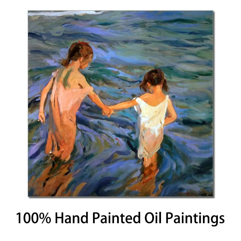 

Impressionist Beach Canvas Art Children in The Sea Joaquin Sorolla Y Bastida Paintings Home Decor Handmade High Quality