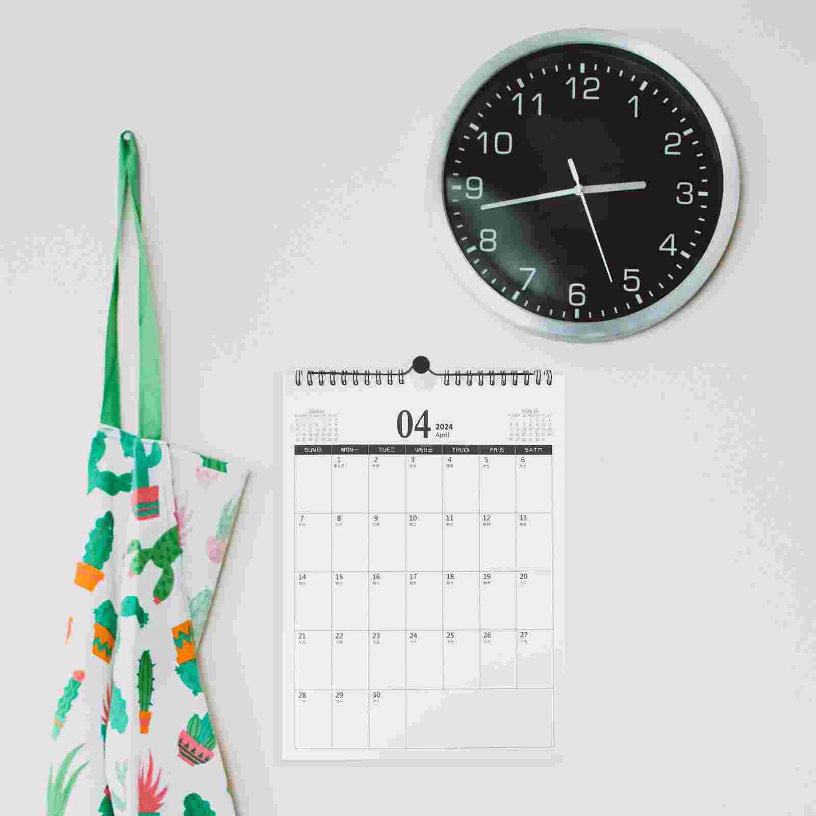 2024 Wall Calendar Simple Style Office Note Planner Lucky Cat A4 Delicate Mini Paper Planning Hanging Dating for