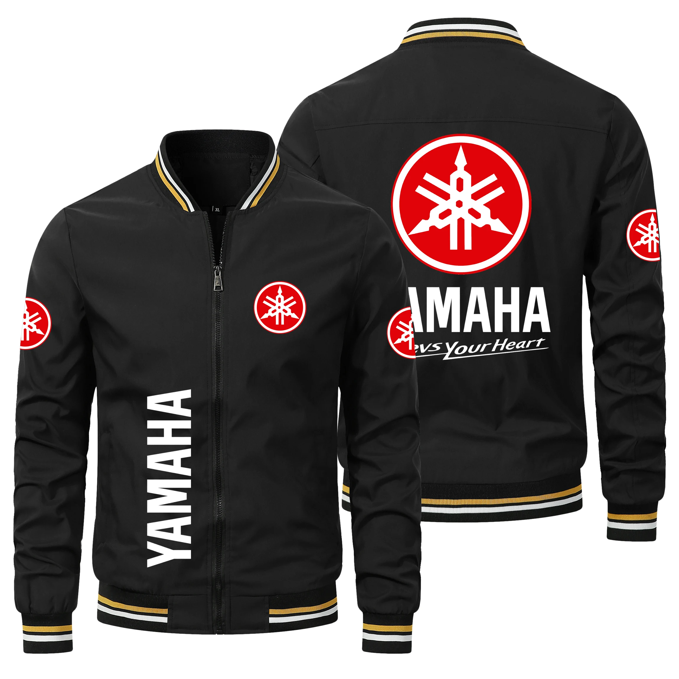 

Men's Motorcycle Jacket Men Yamaha Logo Fashion Loose Biker Jacket Outdoor Sports Zipper Jacket Oversized Yamaha Men Clothing
