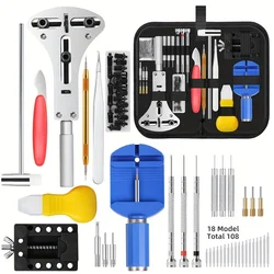 Comprehensive 147 - Piece Watch Repair Toolkit with Case Opener and Bar Set (Black)