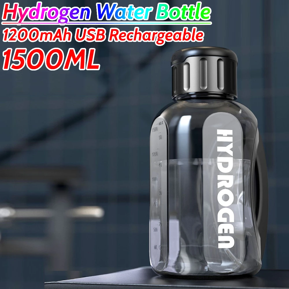 1500ml Hydrogen Water Bottle Large Capacity Sports Water Bottle USB Rechargeable Rich Molecular Hydrogen Generator