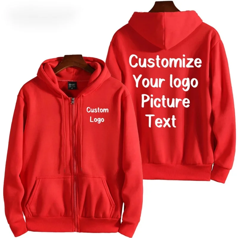 Custom Your Logo Zipper Hoodies Women Men Fashion Long Sleeve Hooded Sweatshirt Hot Sale Casual Autumn Winter Sportwear Clothes 4