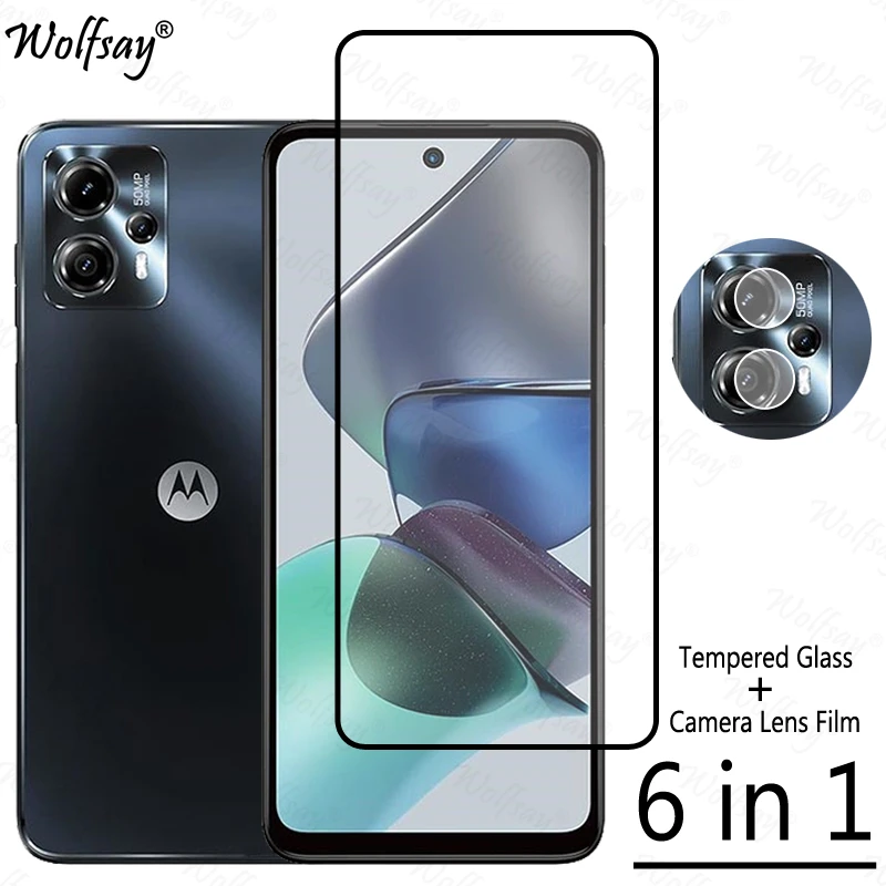 Full Cover Glue Vetro Temperato Per Motorola Moto G13 Proteggi Schermo Per Moto G13 G23 Vetro Per Fotocamera Per Moto G13 Vetro 6.5 Pollici