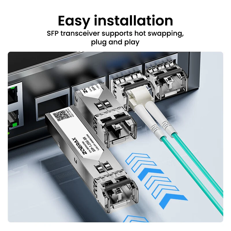 ZoeRax 10/2,5/1,25G SFP+ Multi-Mode LC Duplex Transceiver-Modul 850nm 300/500/550m DDM Glasfasermodul für Cisco/TP-Link – Detail 3