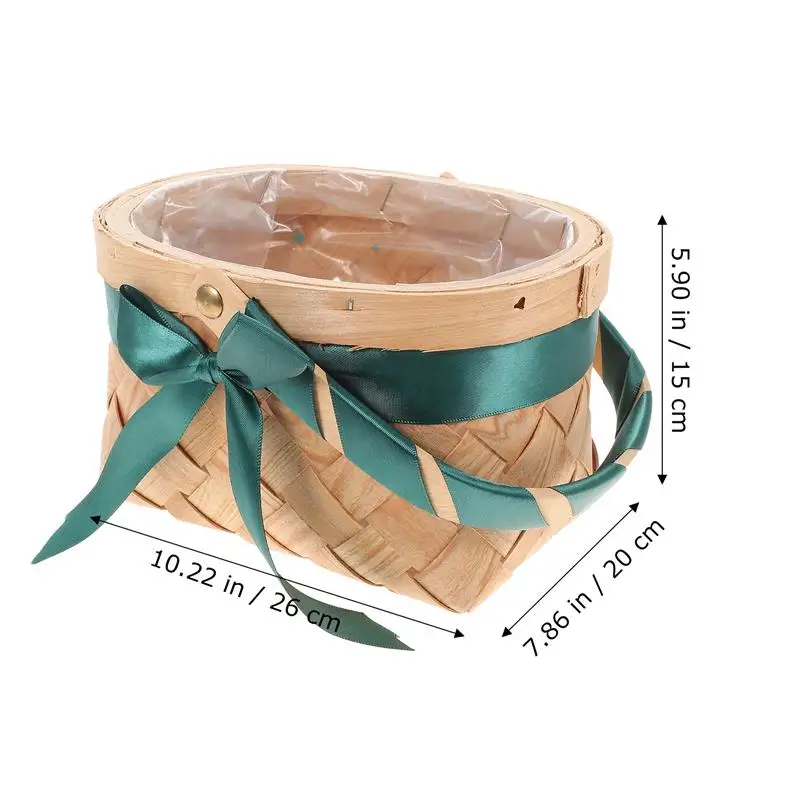 Oval Blush Flower Baskets Wicker Handle Baskets Rustic For Blankets Party Favors Baby Shower Straw Fruit Girl Blankets Laundry 3