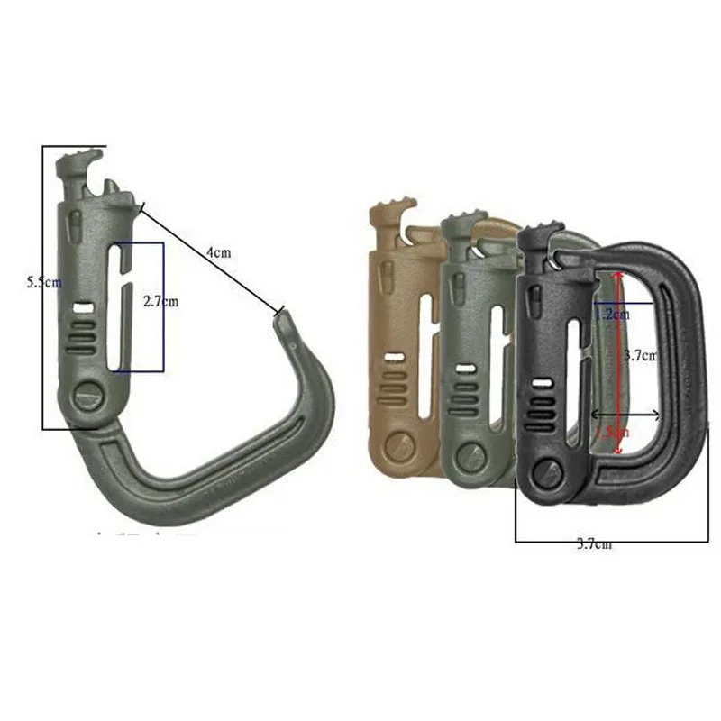 5PCS Grimloc Molle Carabiner D 잠금 링 플라스틱 클립 스냅 유형 링 버클 Carabiner 키 체인 ITW 패스너 가방 버클