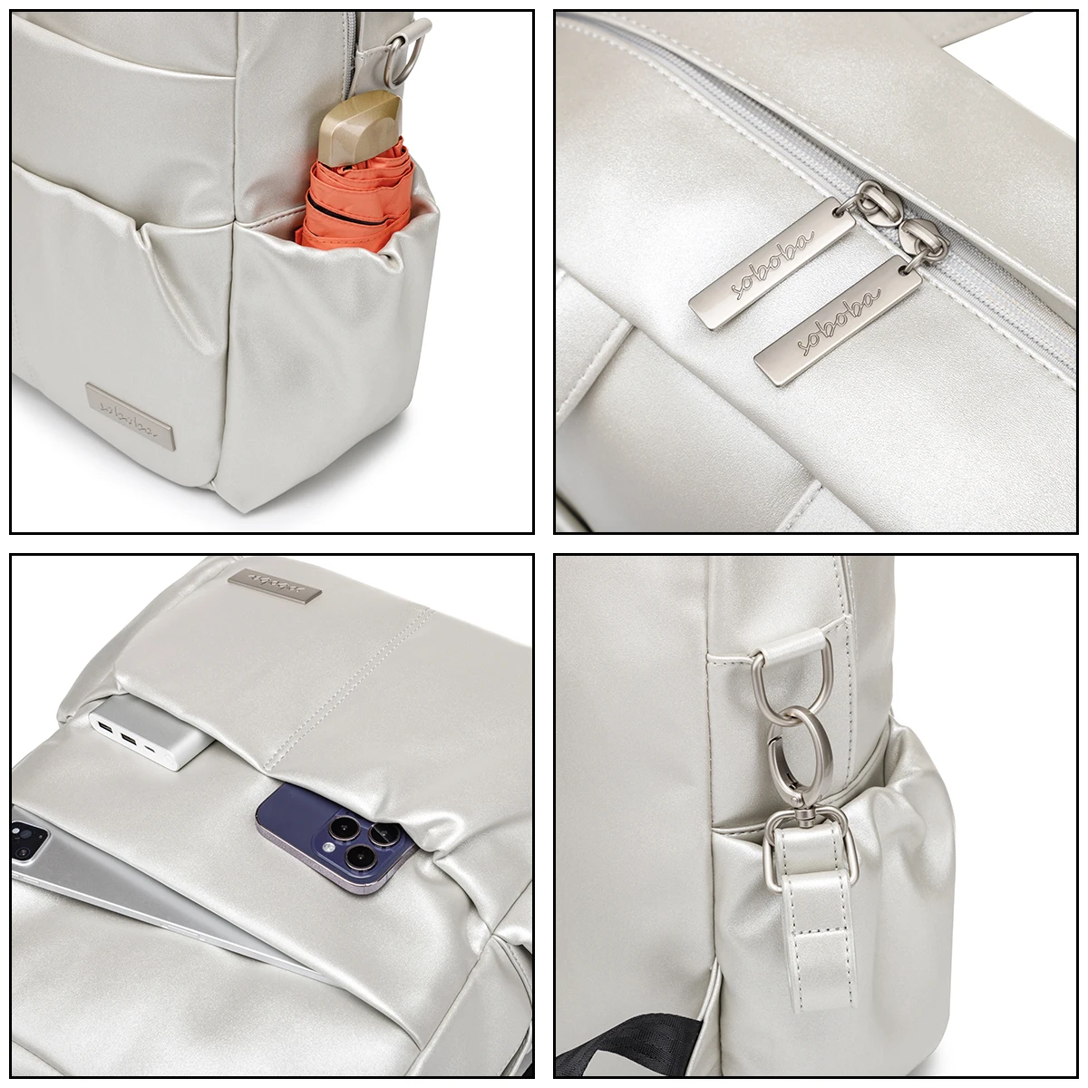 Diaper bag Maternity bag Diaper backpack Soboba Silver Mommy Diaper Bag Large Capacity Multi-functional Waterproof for Travelling Quick Outing