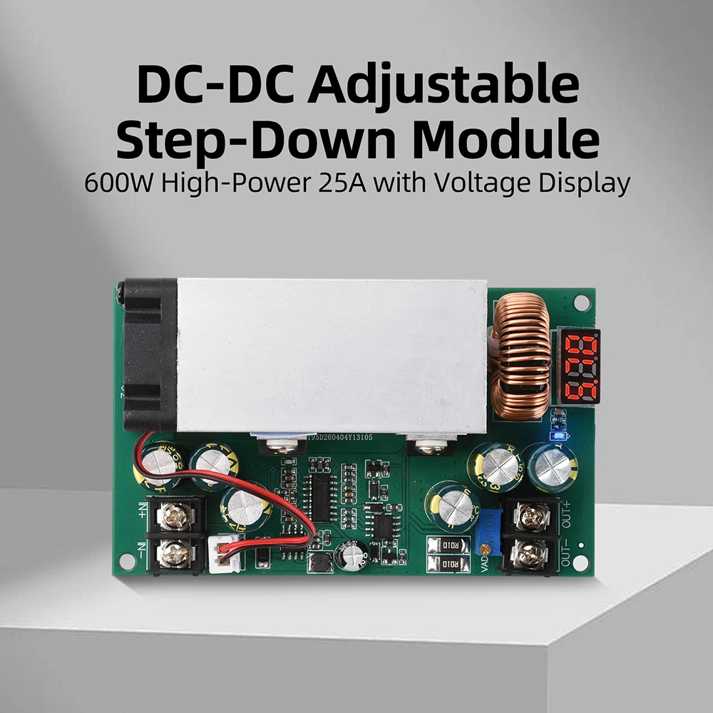DC12V-75V 2.5V-50V 조정 가능한 벅 컨버터 600W 25A 고전력 스텝다운 전압 조정기 모듈 실시간 전압 디스플레이