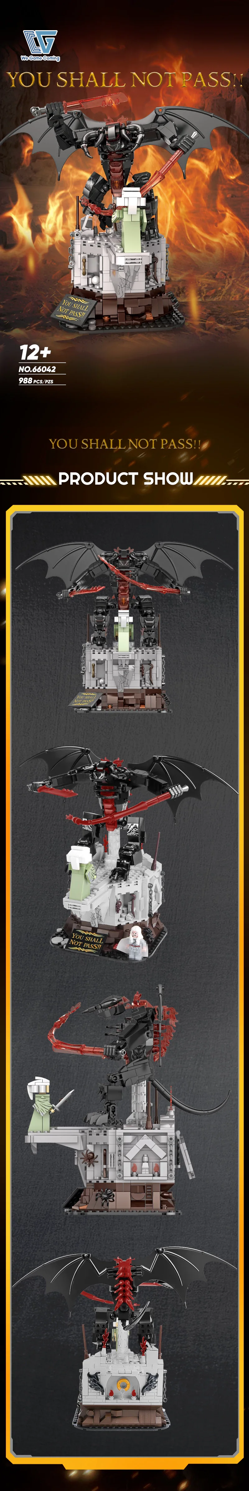 988PCS The King of The Magic Rings Devil Building Set Dark Lord Monsters Vs Gandalf Sence Model Toy Gift for Adult Kids