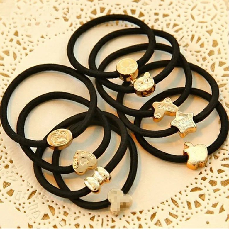 5pcs High Elasticity Hair Bands for Women Party Party Favors Birthday Gifts Non-Slip Gold Resin Bead Ponytail Holders