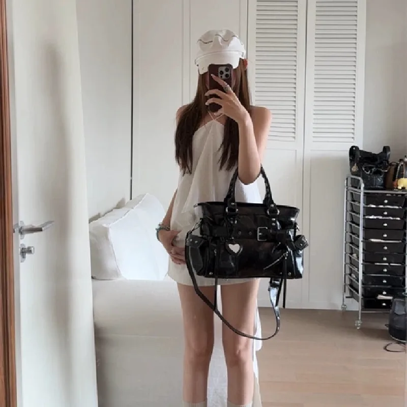 2025 Trendy Women Shoulder Bags PU Leather Rivet Tassels Design Adjustable Strap Casual‌ Stylish Handbag for Work Dating Office