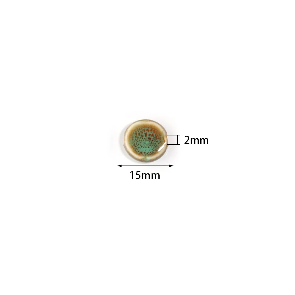 10 teile/los Keramik Floral Glasur Perlen Flache Runde Form Perlen Mehrfarbige Lose Perlen Für Schmuck Machen DIY Halskette Zubehör – Detail 1
