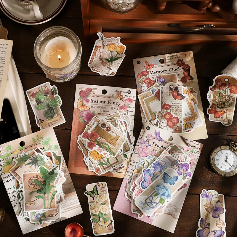 

8paks/LOT Flowery poem paper series retro markers photo album decoration paper masking washi sticker