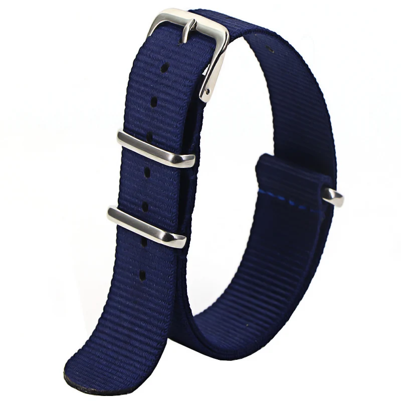 Nylon Army Sports Watch Strap – Black Adjustable Belt with Buckle