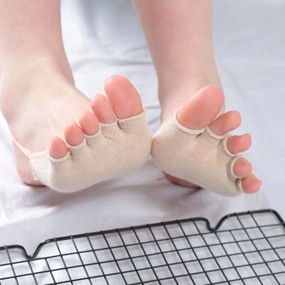 

Summer Half Palm Socks Solid Color Women Sling Socks Cotton Five Finger Socks Toe Separator Socks Foot Care Half Palm Insoles