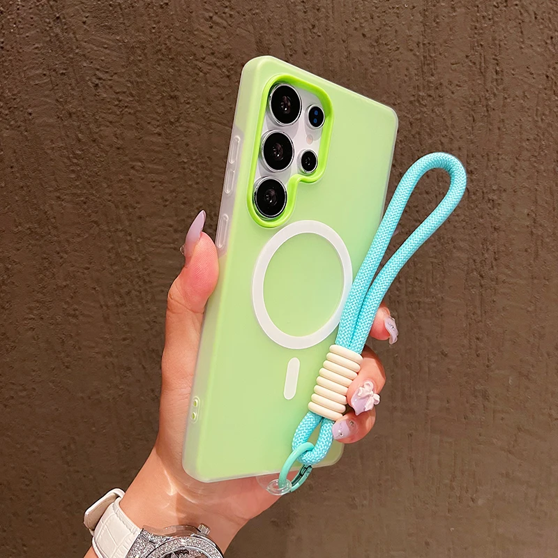 Candy Color Matte Lanyard Soft Phone Case with Magnetic Cover